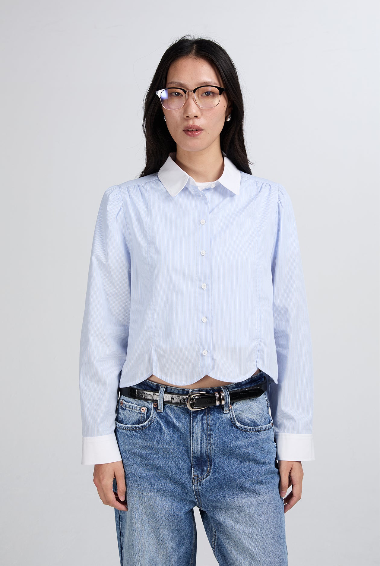 STRIPED CROPPED SHIRT