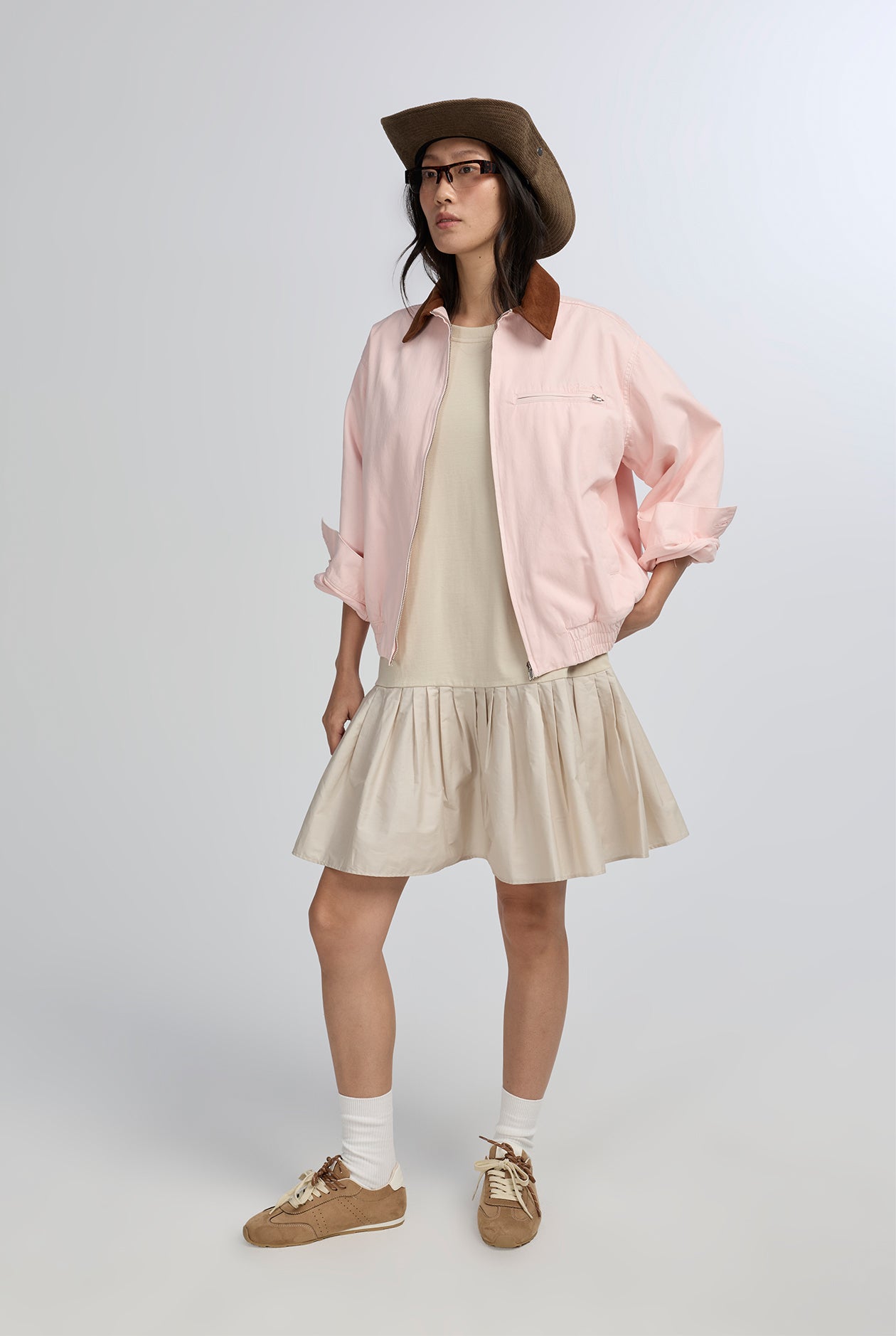 GATHERED PANEL COTTON DRESS