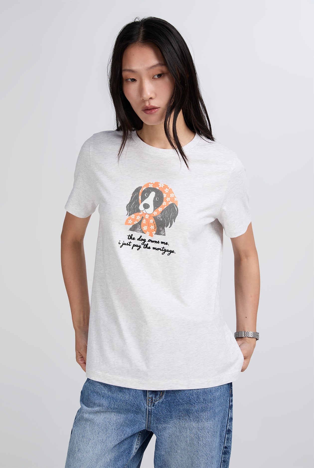 THE DOG OWNS ME GRAPHIC TEE