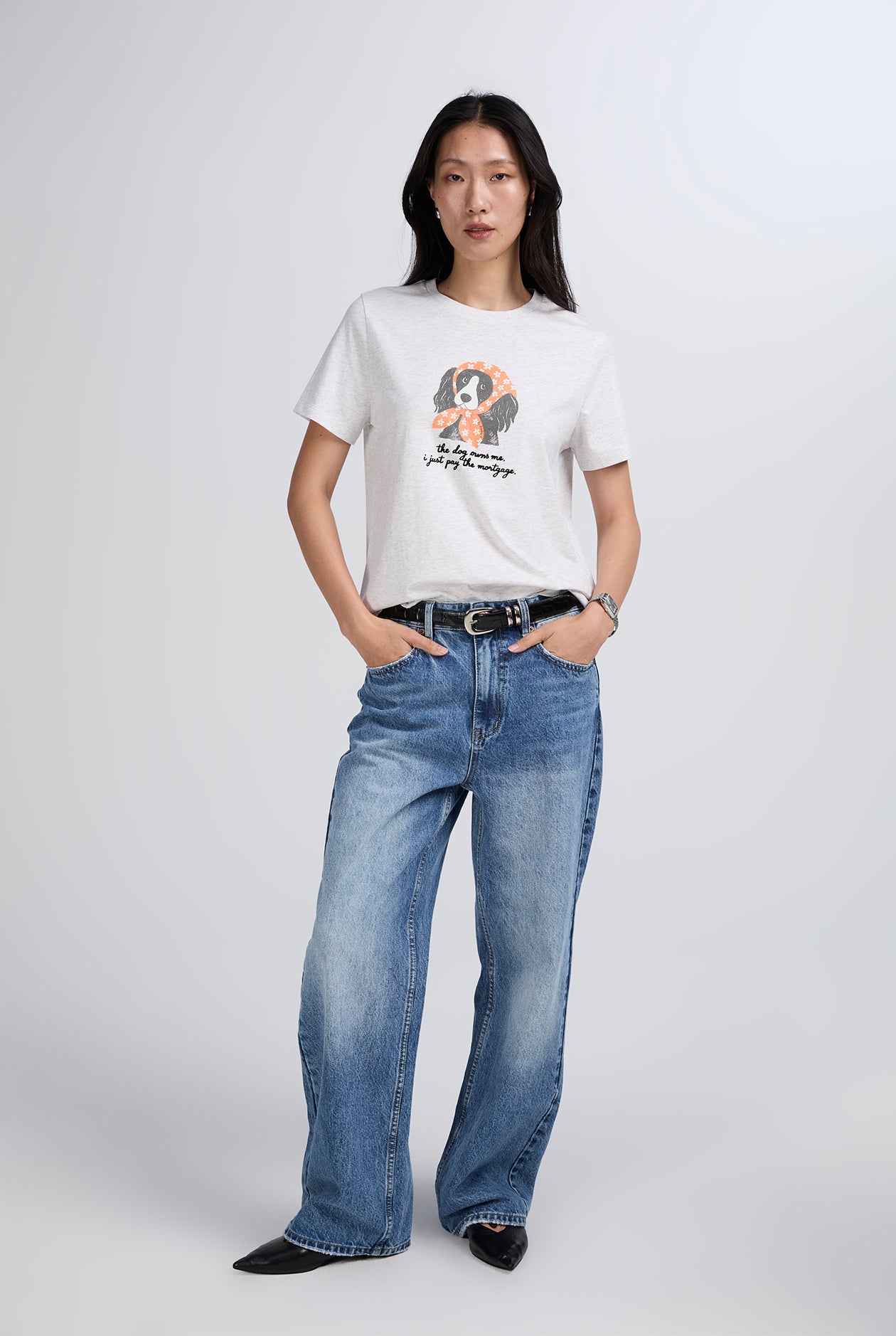 THE DOG OWNS ME GRAPHIC TEE