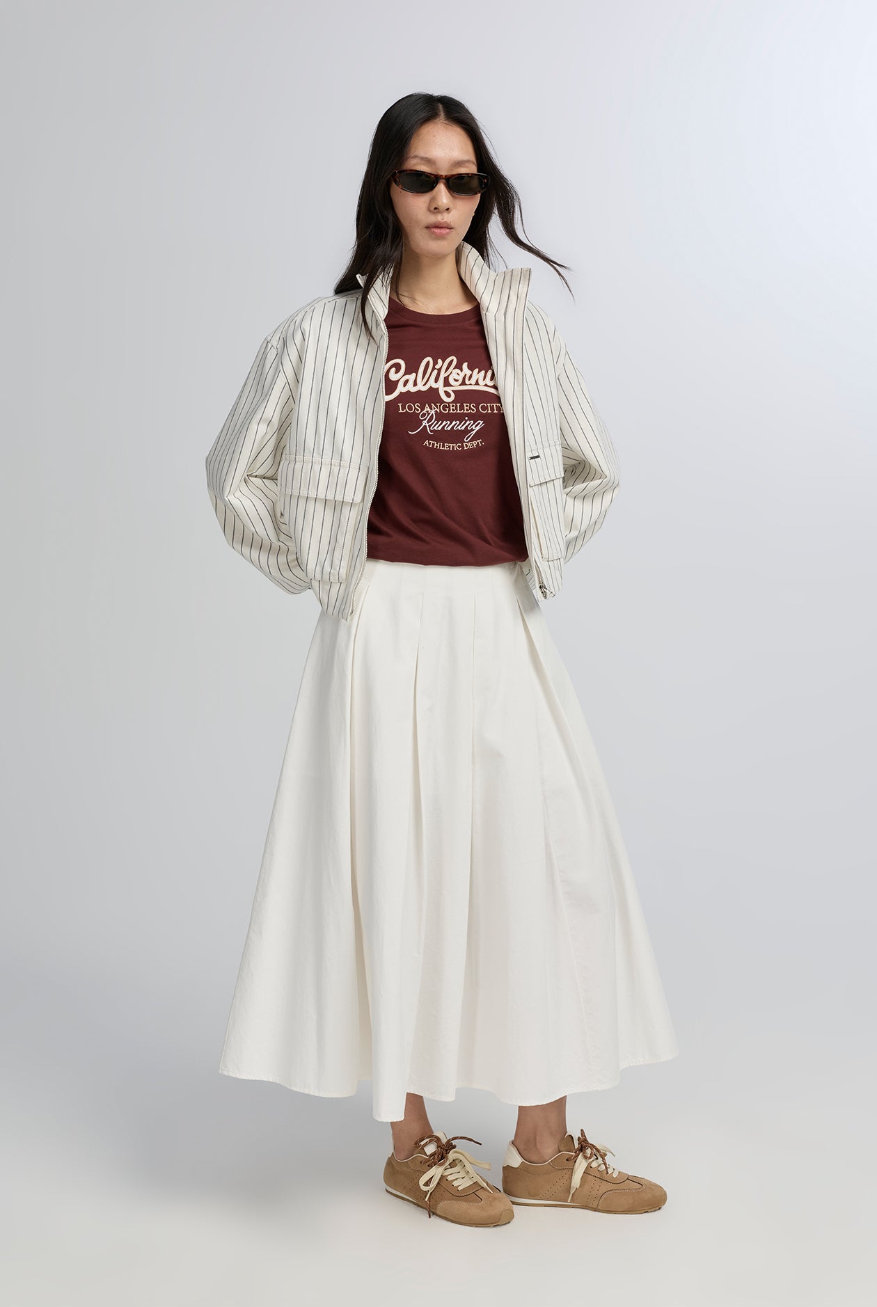 BOX PLEATED MIDI SKIRT