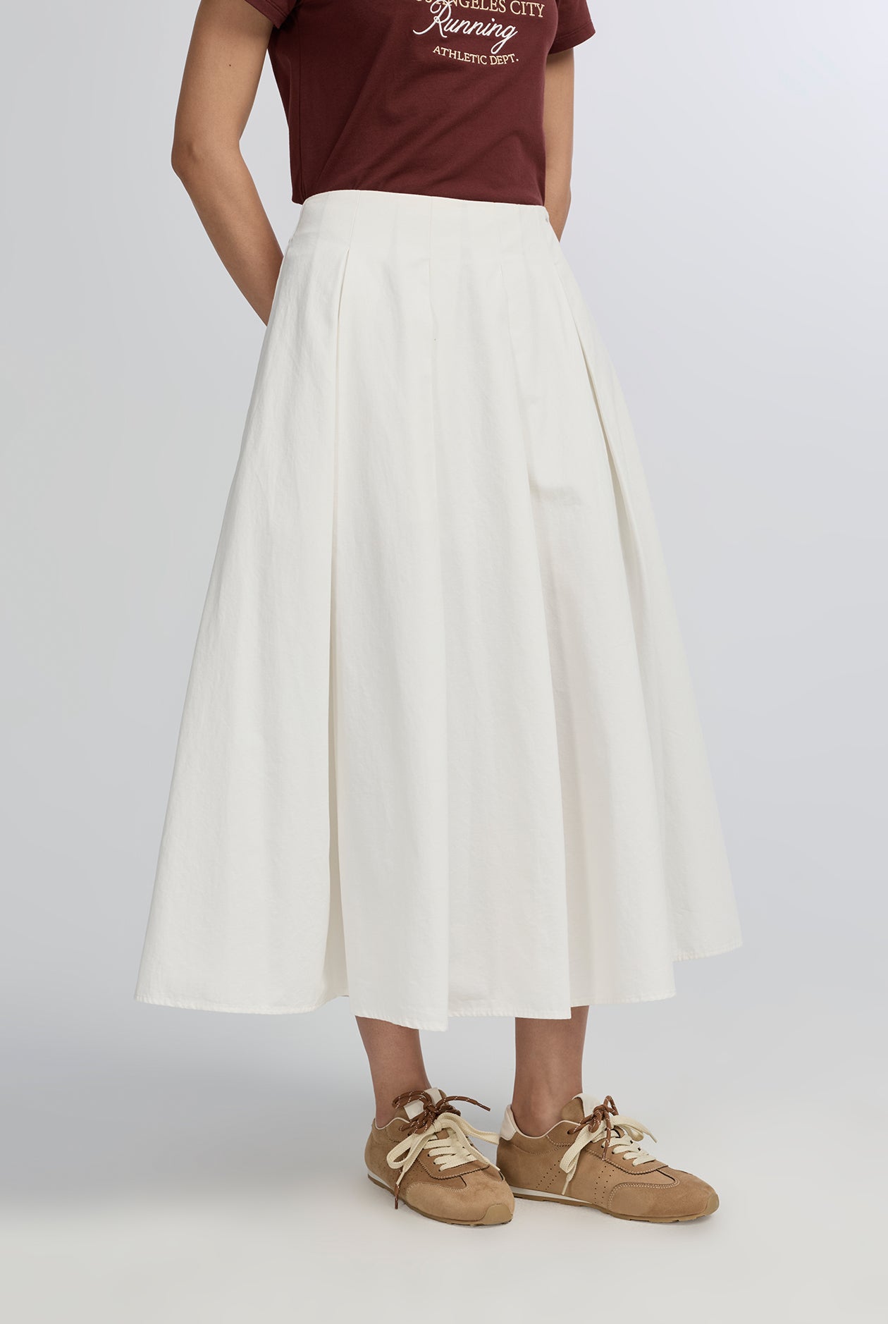 BOX PLEATED MIDI SKIRT
