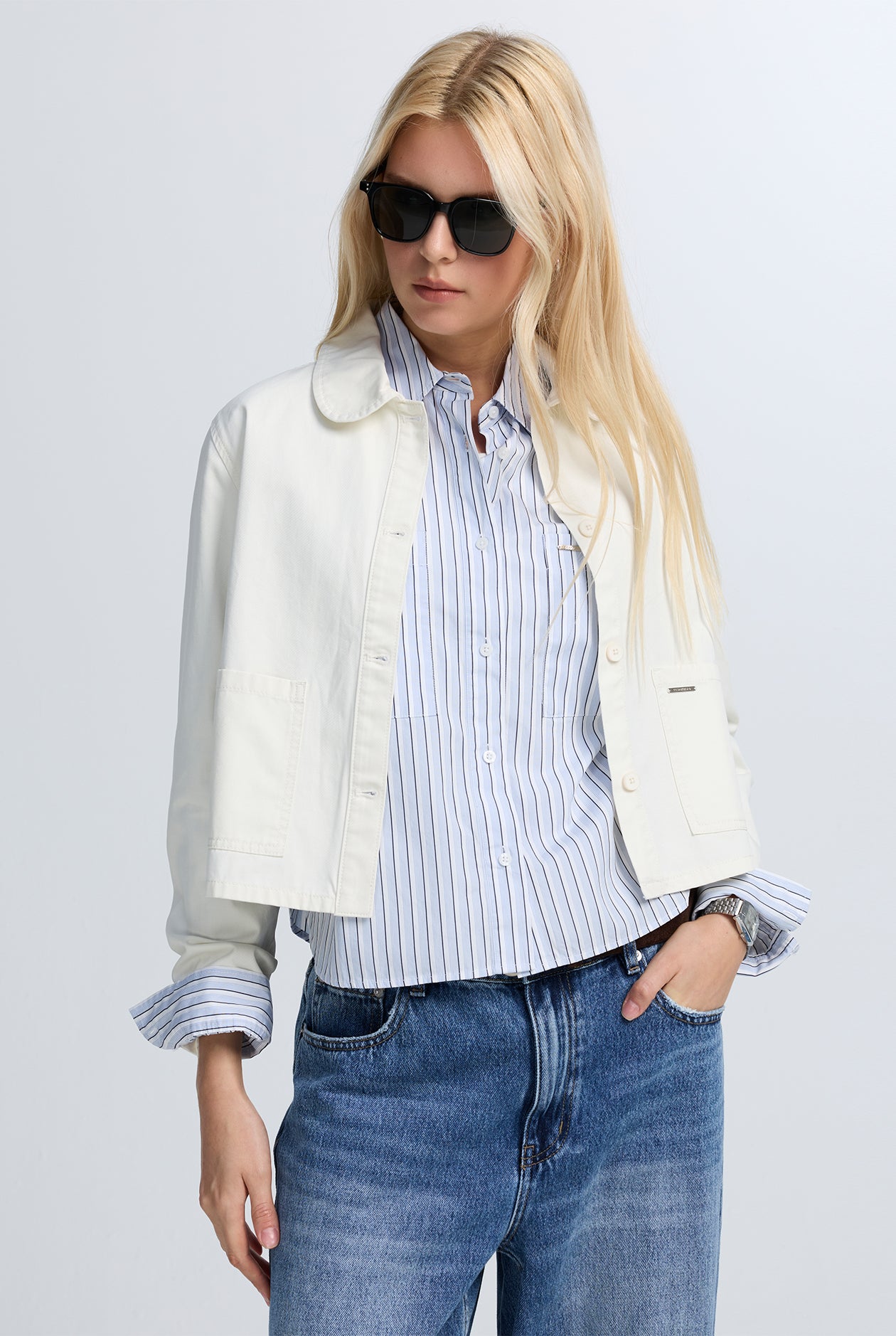 LONG SLEEVES PETER PAN COLLAR SHACKET