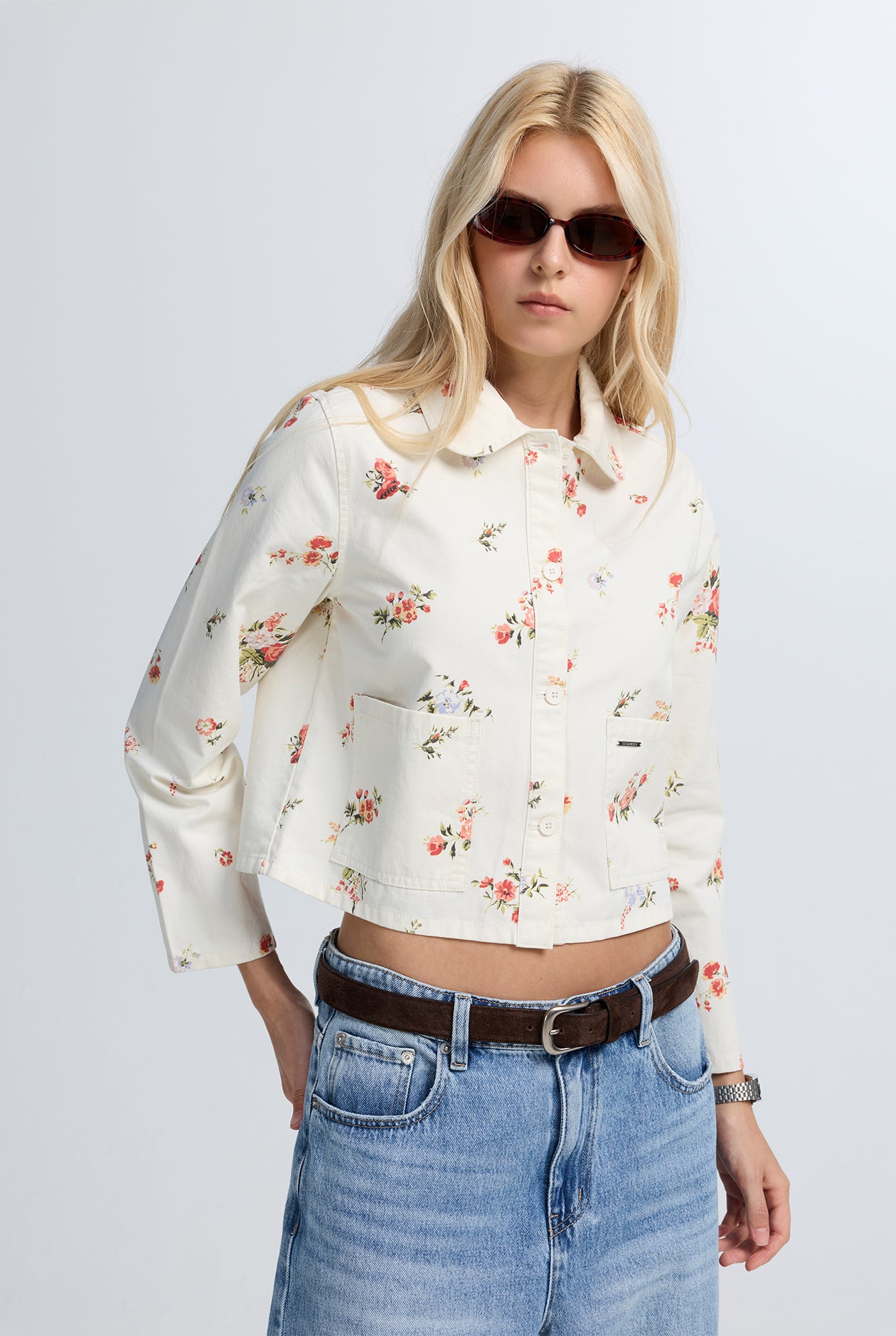 FLORAL LONG SLEEVES PETER PAN COLLAR SHACKET