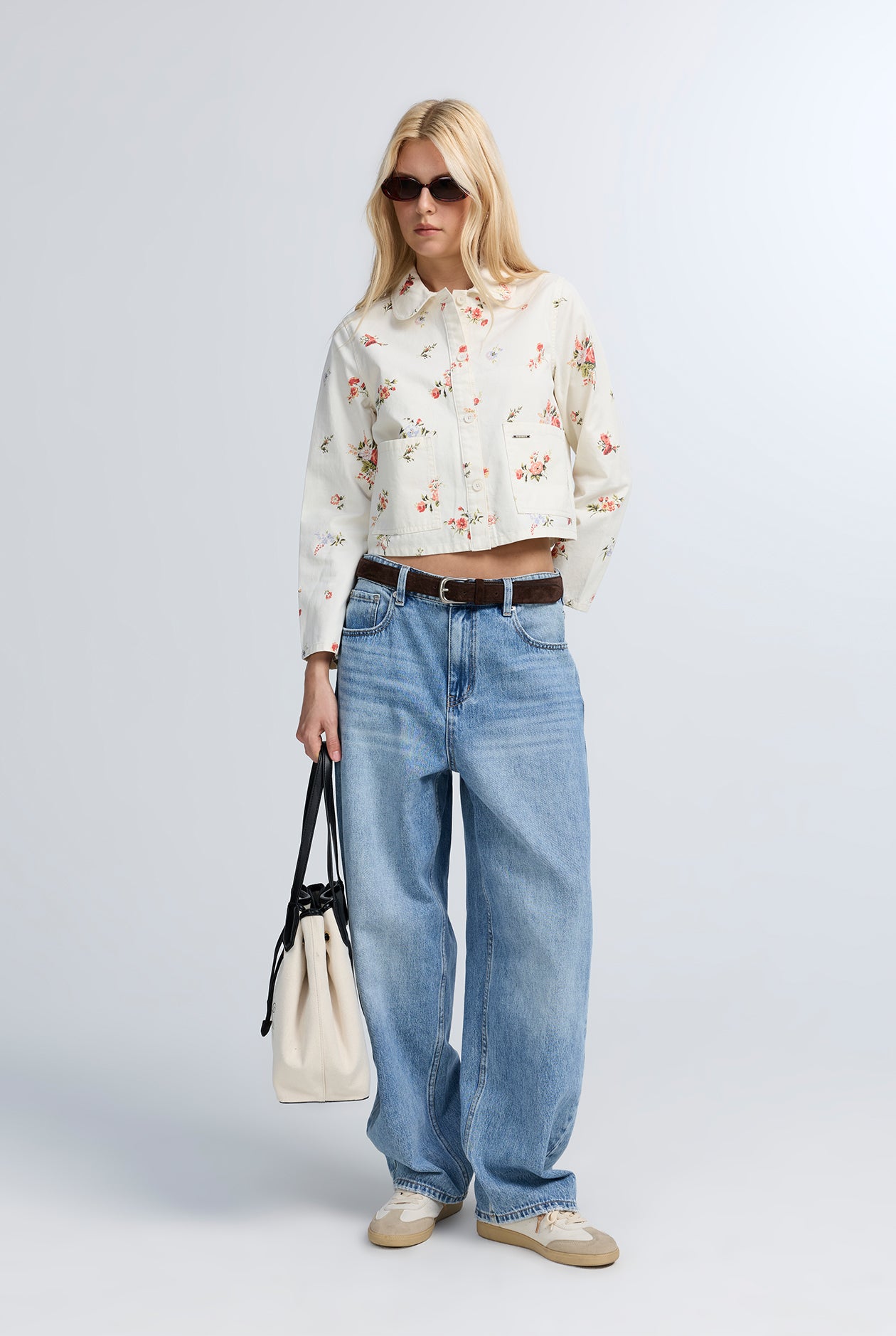 FLORAL LONG SLEEVES PETER PAN COLLAR SHACKET