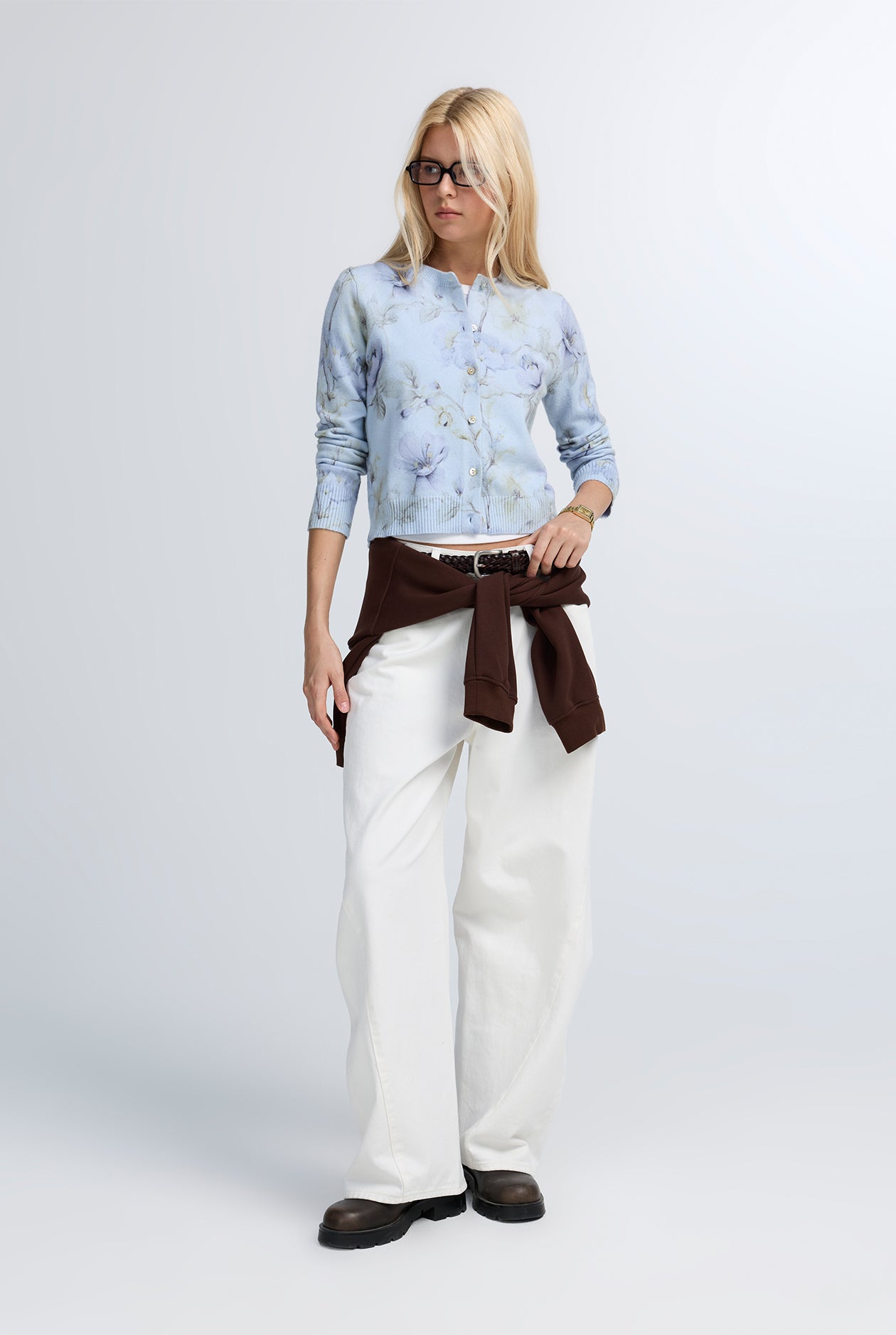 BLUE FLORAL PRINT CARDIGAN