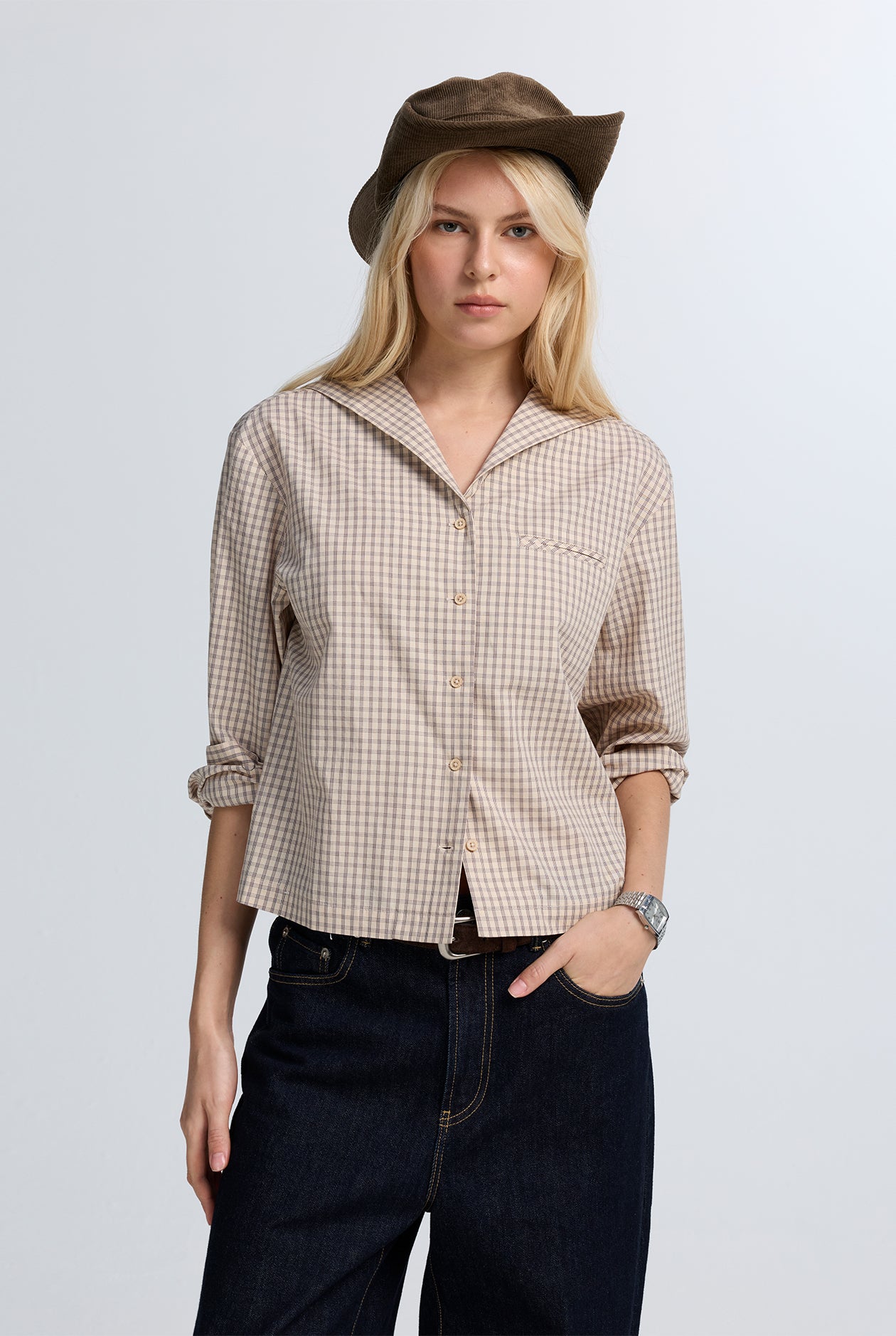 MARINE COLLAR CHECK SHIRT