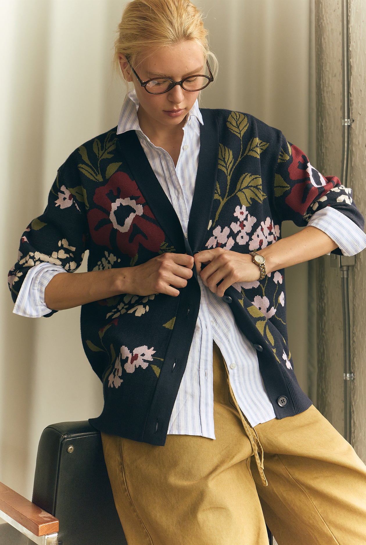 FLORAL JACQUARD CARDIGAN