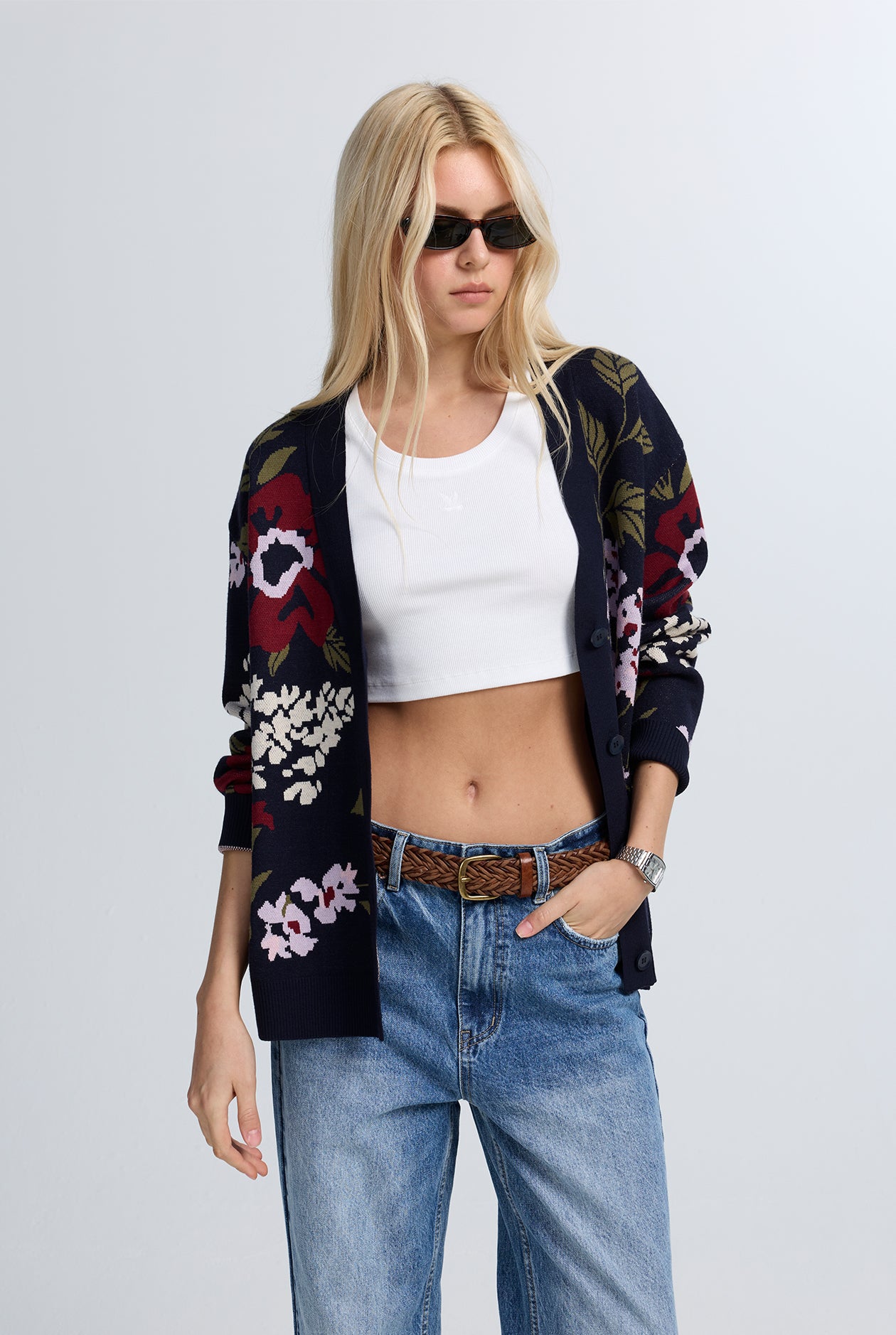 FLORAL JACQUARD CARDIGAN