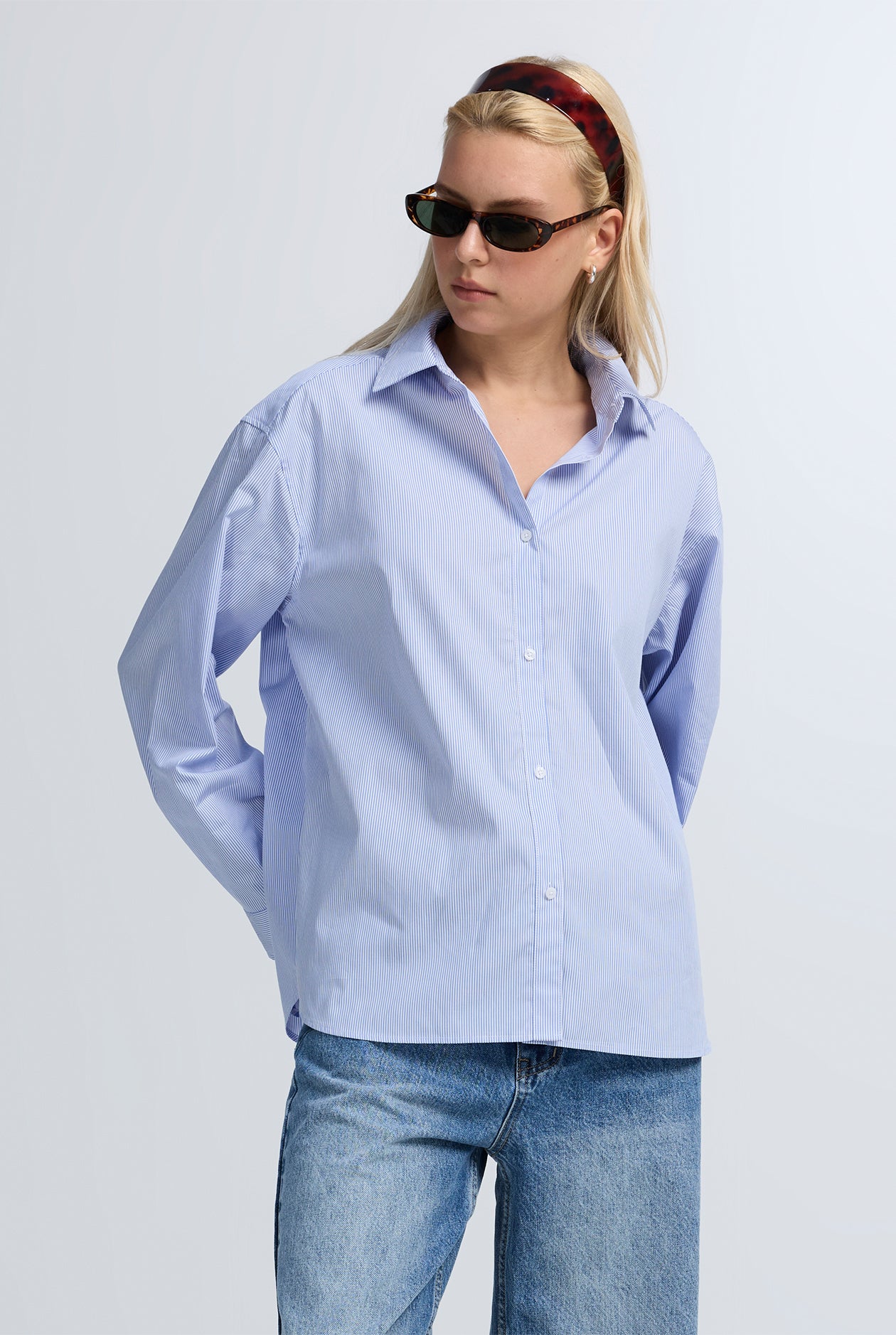 OVERSIZED STRIPED SHIRT WITH DOUBLE LAYER BACK
