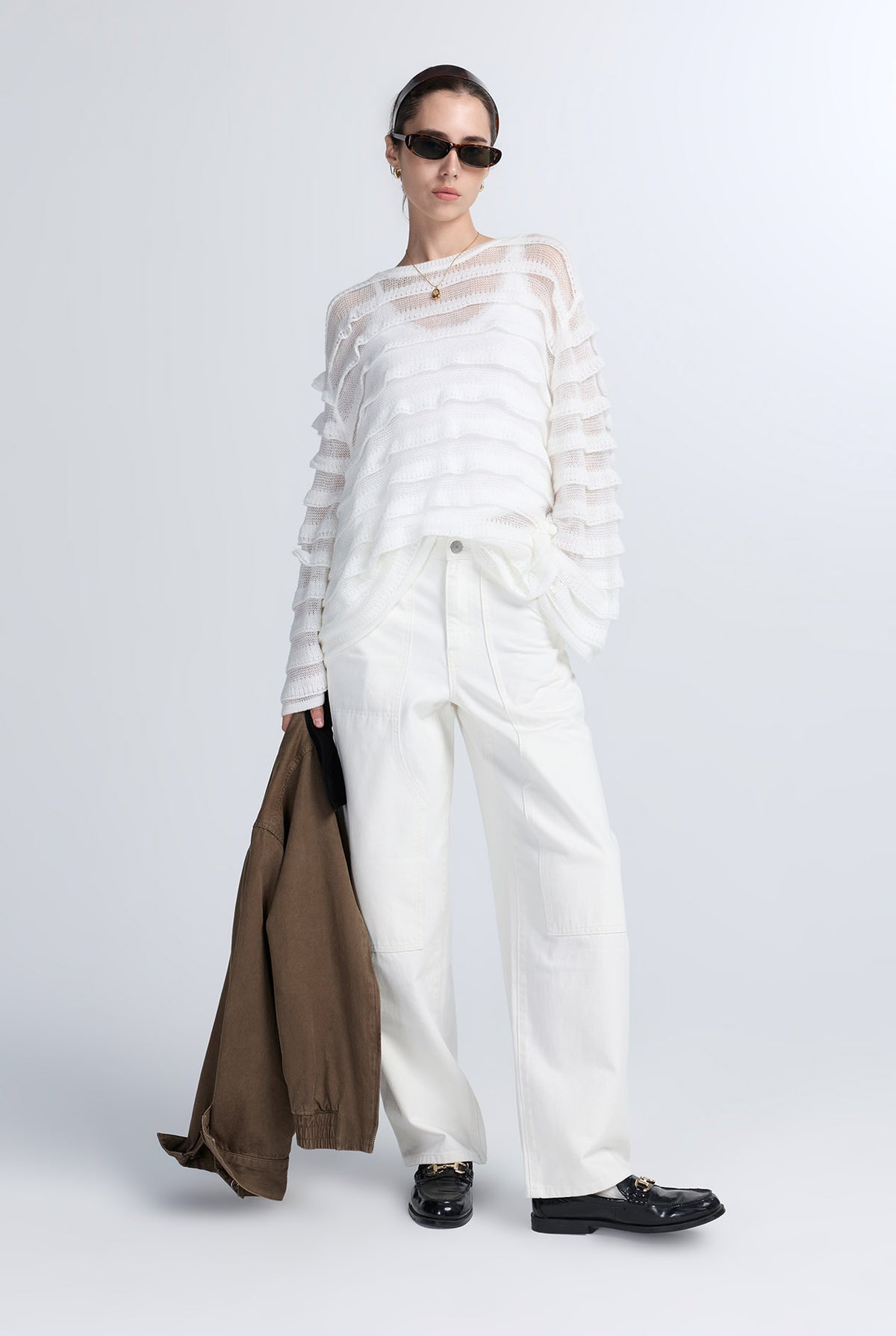 RUFFLE LAYERED KNIT SWEATER