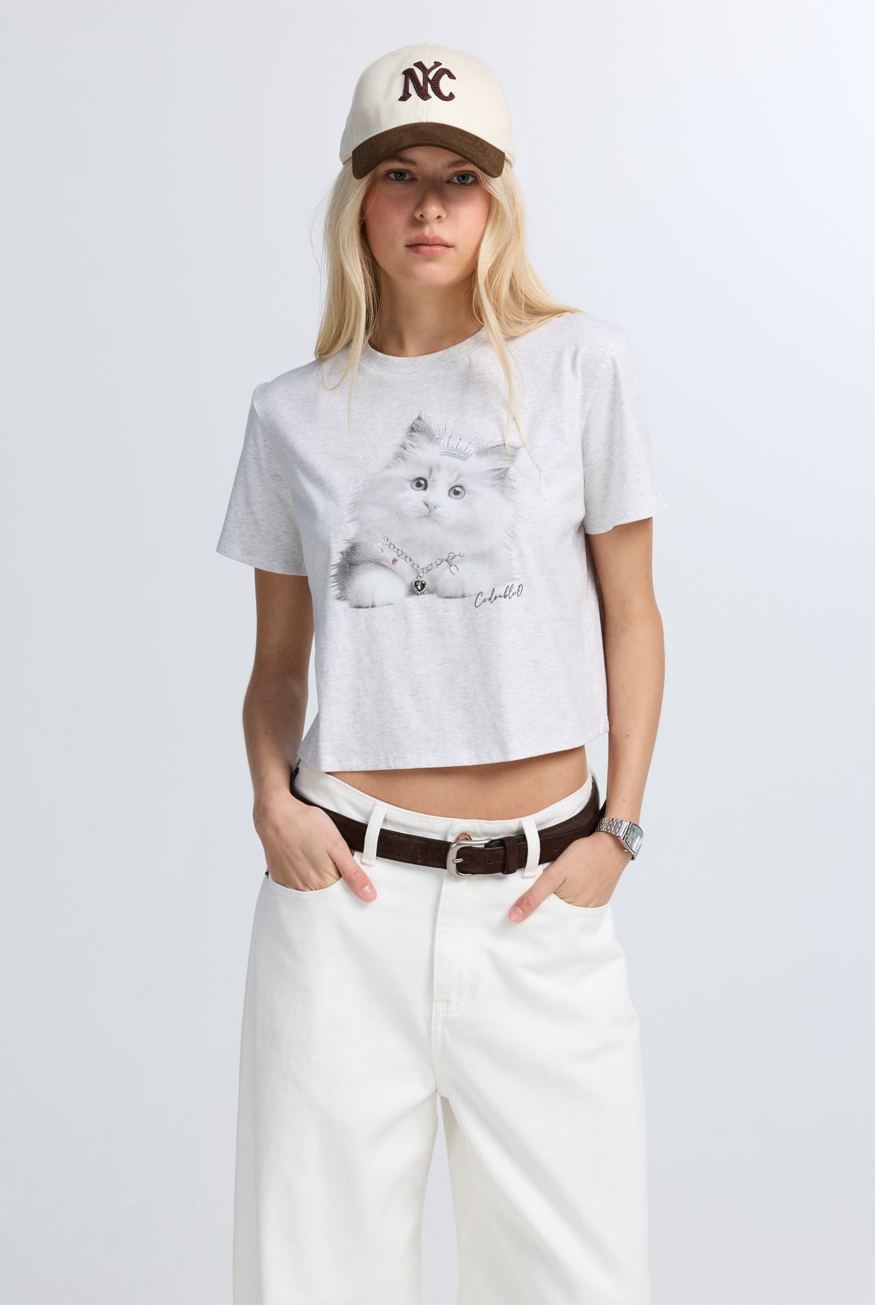 CAT PRINCESS CROPPED GRAPHIC TEE