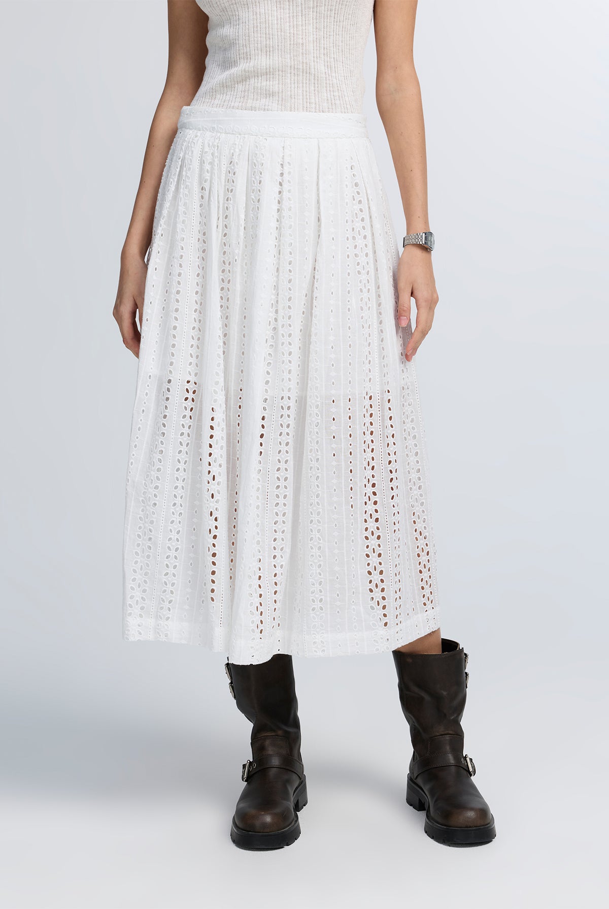 LACE A-LINE MIDI SKIRT