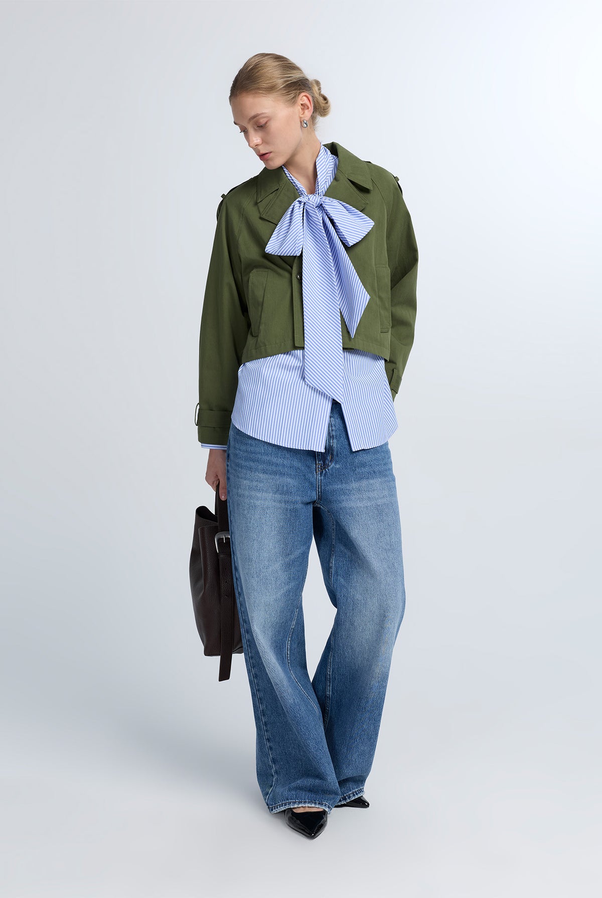 STRIPED BOW BLOUSE
