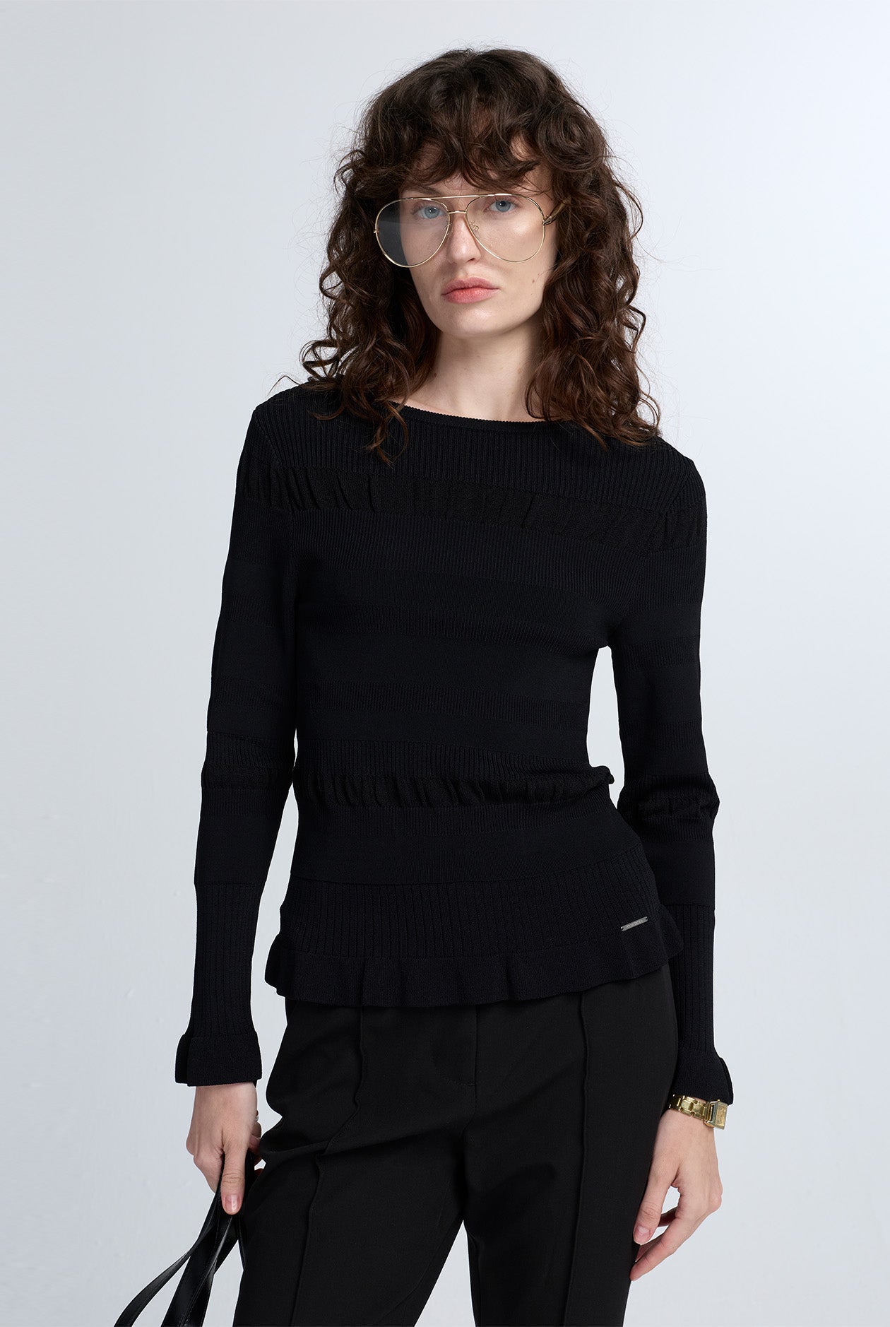RIBBED FRILL TOP