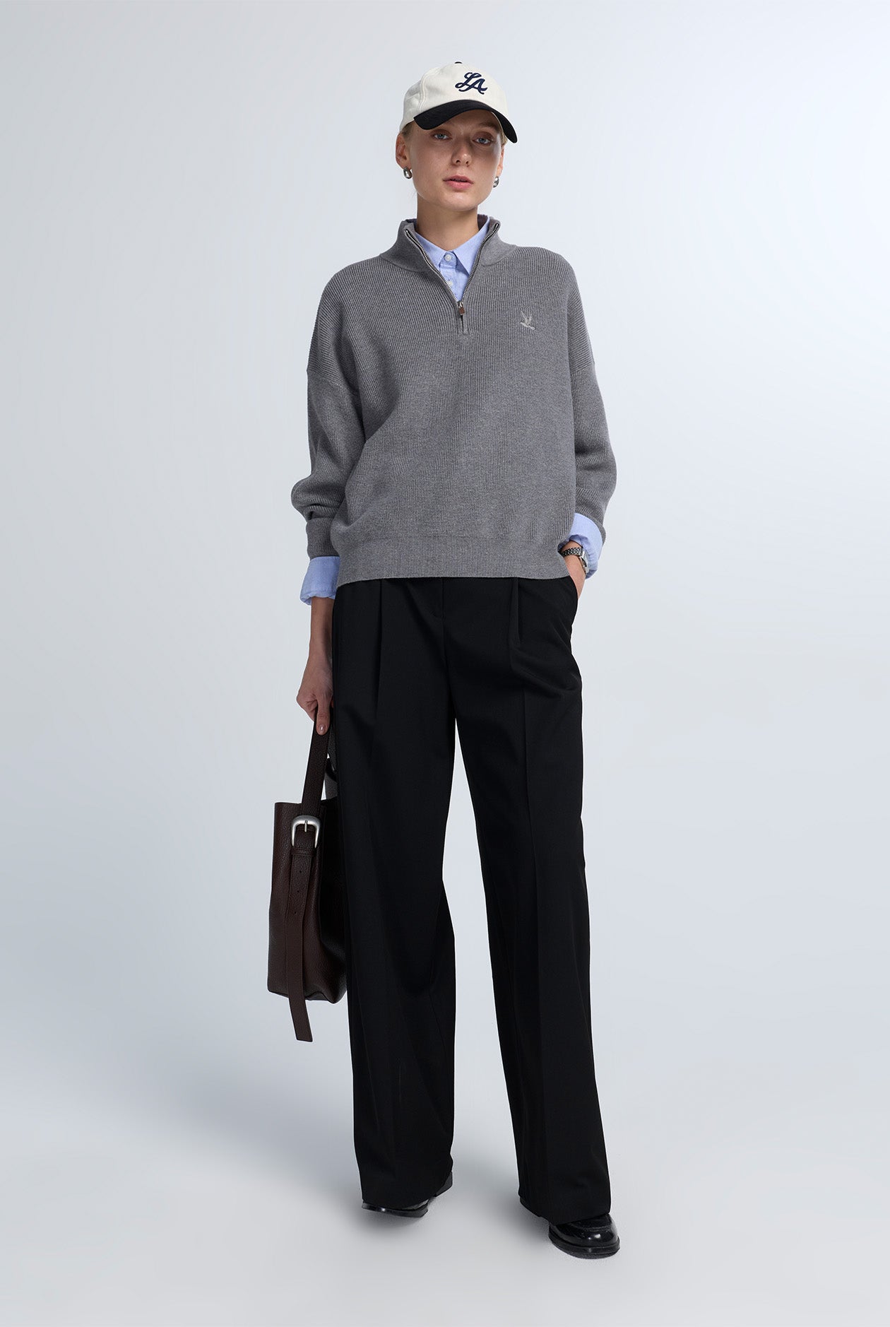 HALF-ZIP RIBBED SWEATER