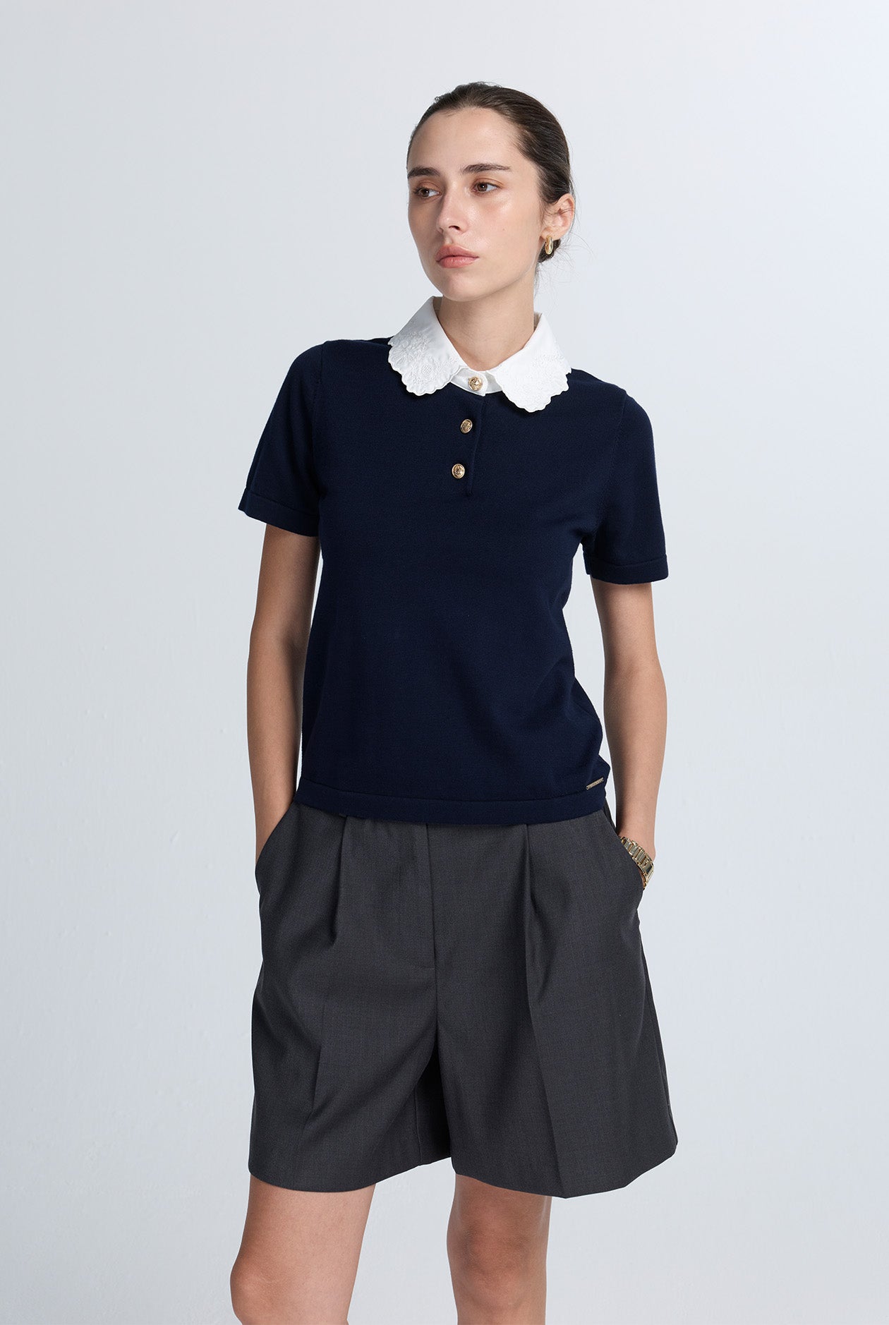 EMBROIDERED COLLAR POLO SHIRT