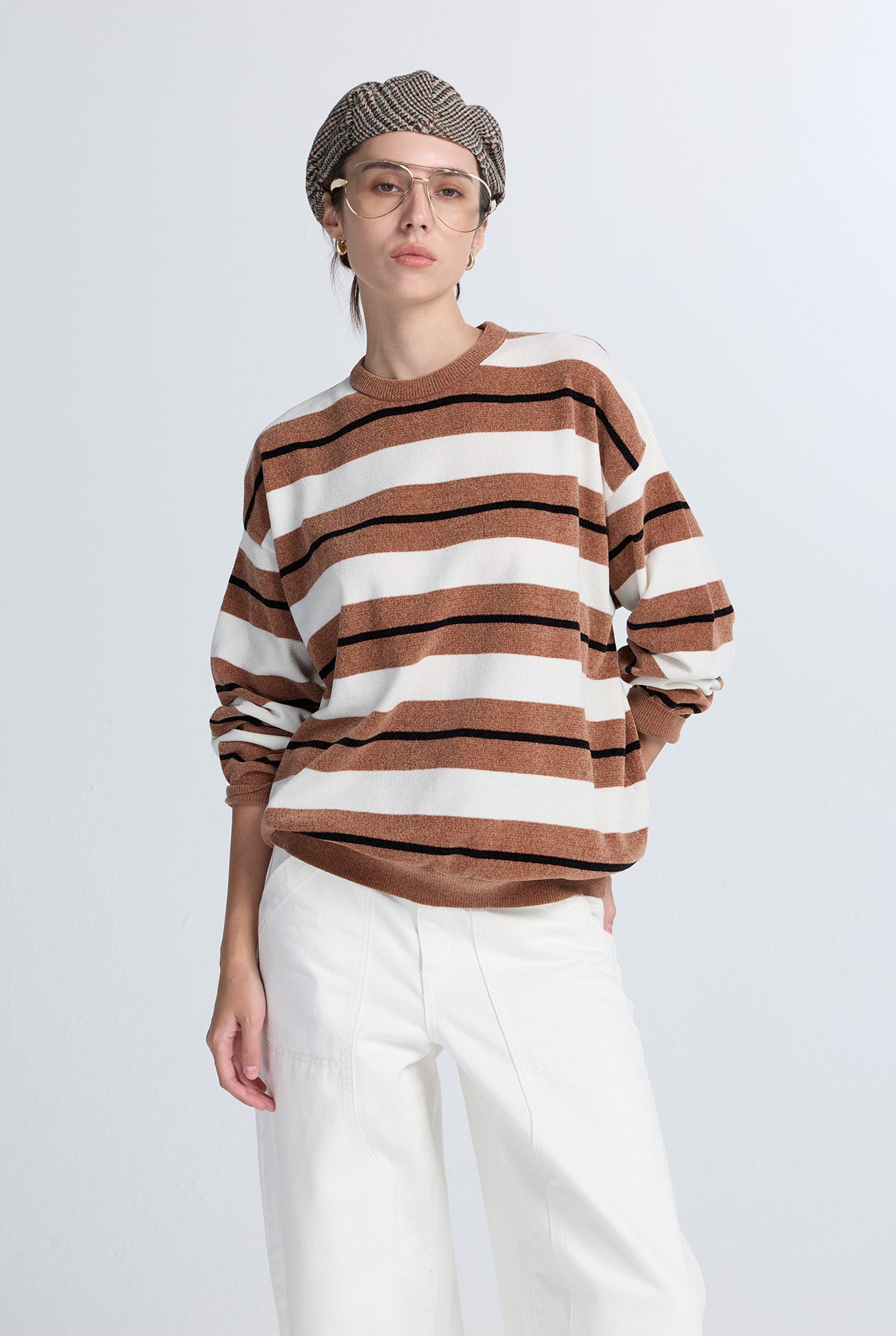 STRIPED FLAT KNIT SWEATER