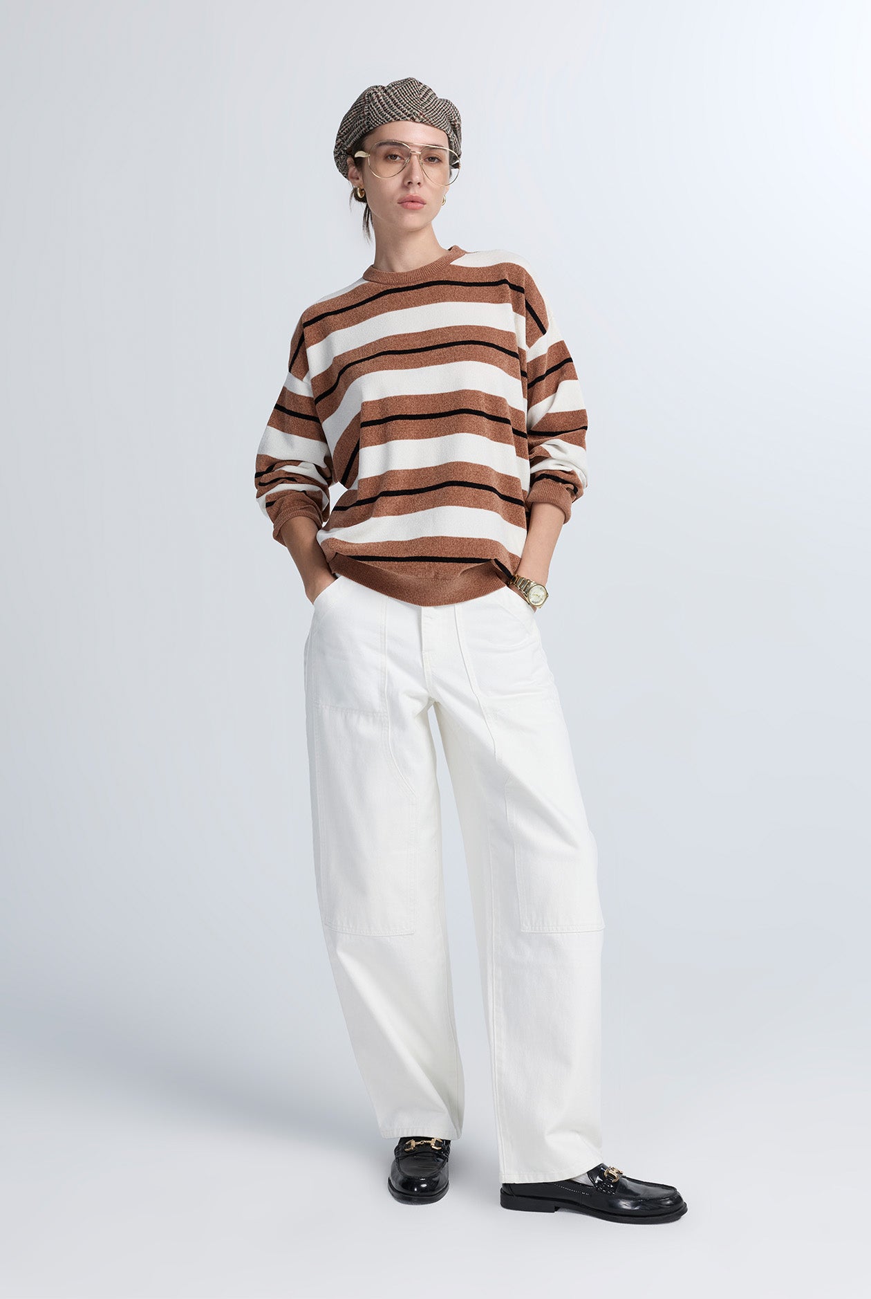 STRIPED FLAT KNIT SWEATER