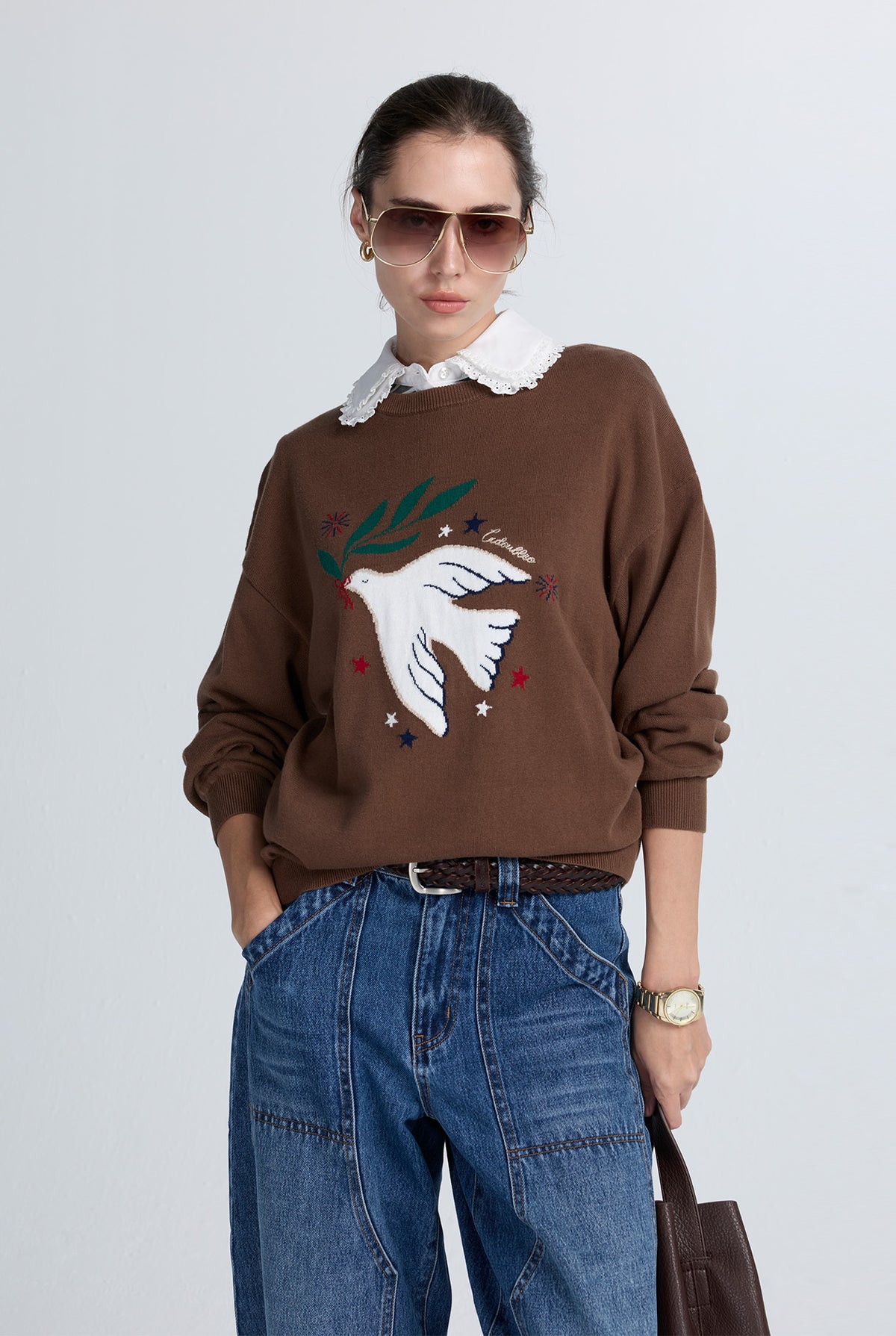 DOVE INTARSIA SWEATER