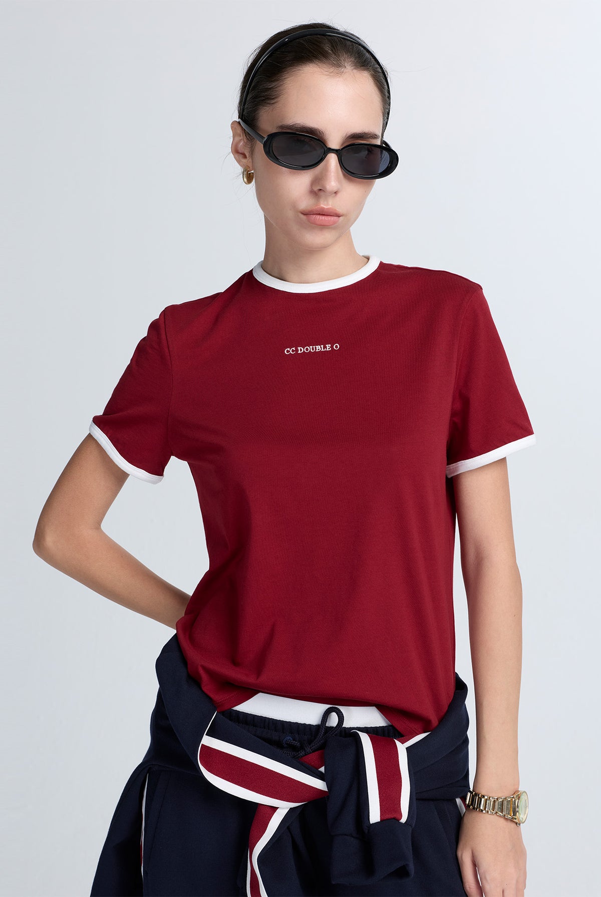 RELAXED RINGER TEE WITH TEXT GRAPHIC