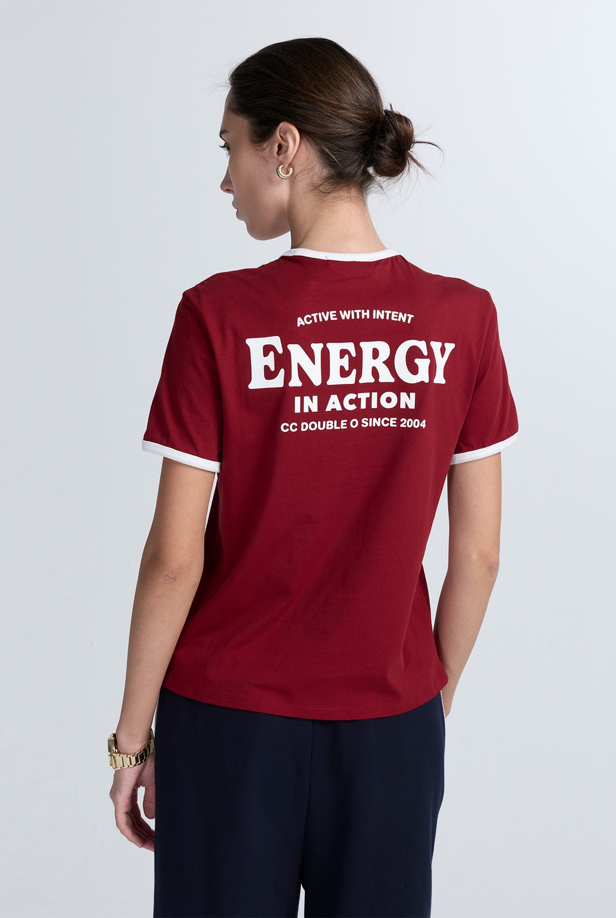 RELAXED RINGER TEE WITH TEXT GRAPHIC