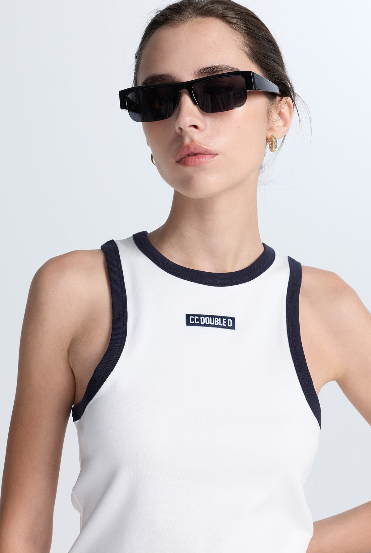 CONTRAST RIBBED TANK TOP