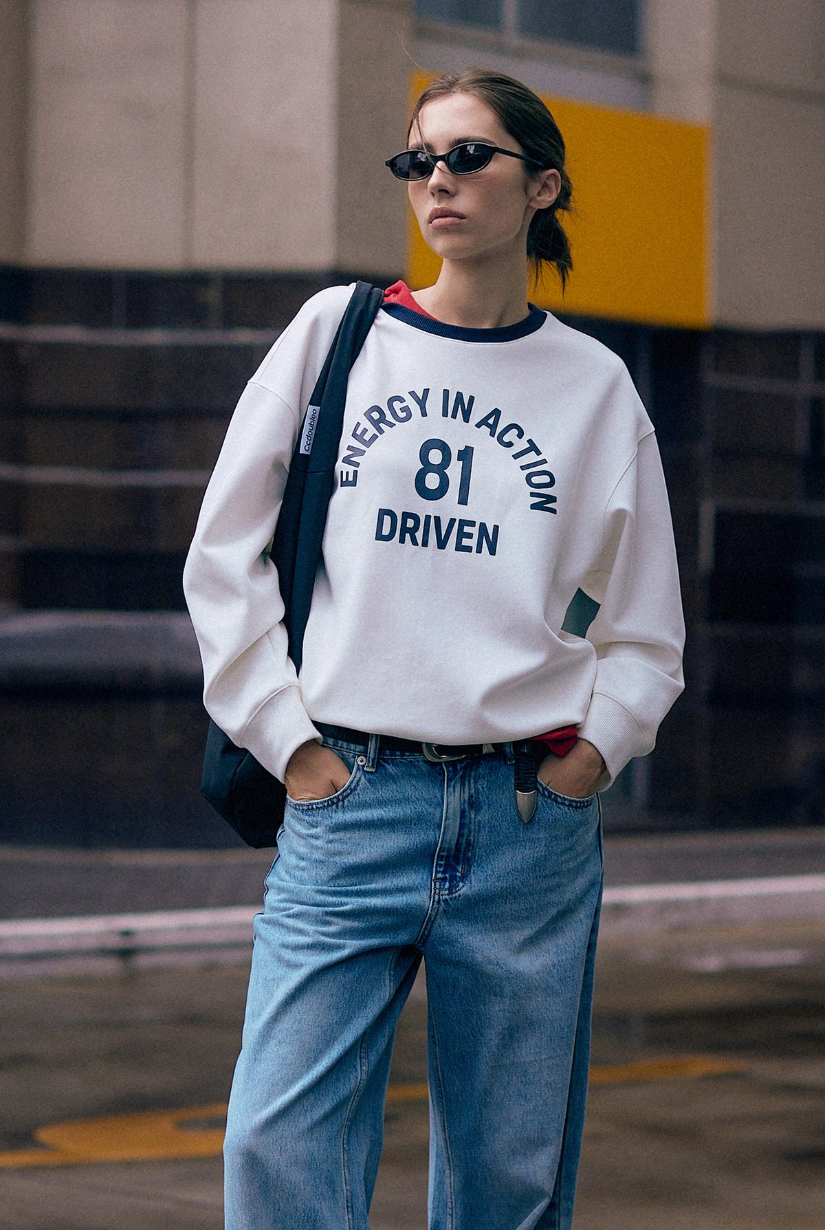 CONTRAST RIBBED SWEATSHIRT
