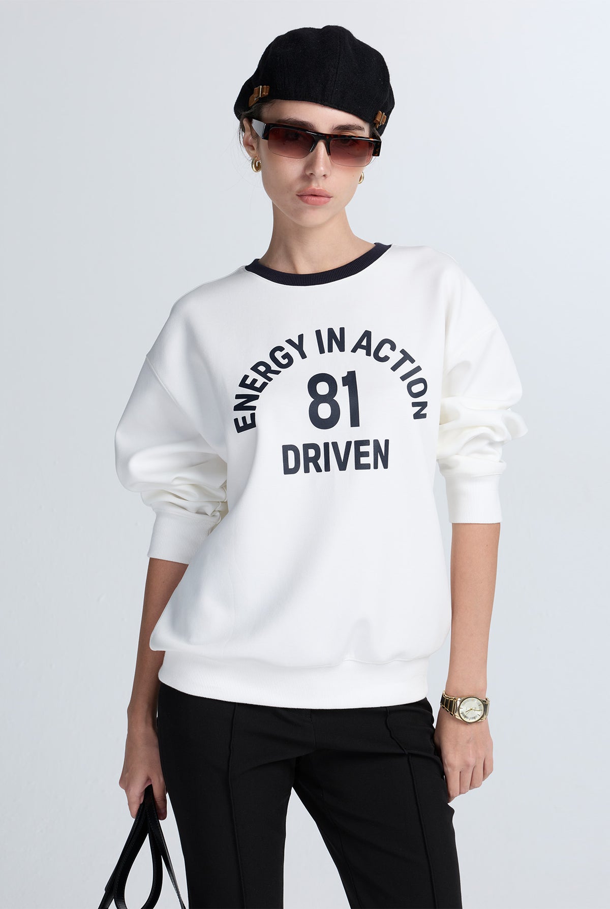CONTRAST RIBBED SWEATSHIRT