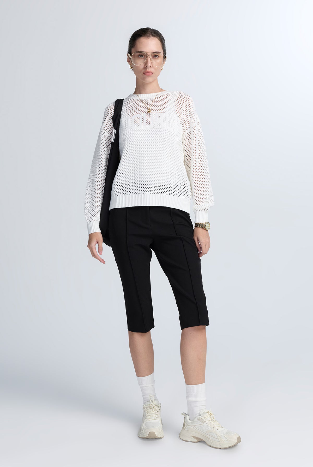 OVERSIZED OPENWORK KNIT SWEATER