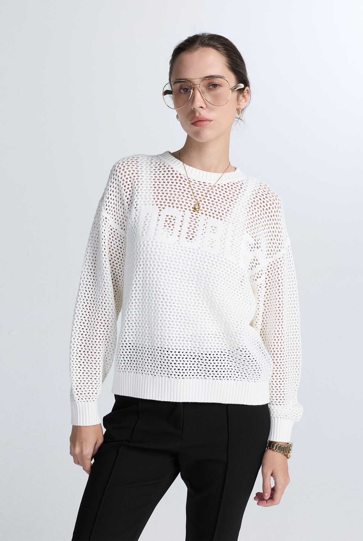 OVERSIZED OPENWORK KNIT SWEATER