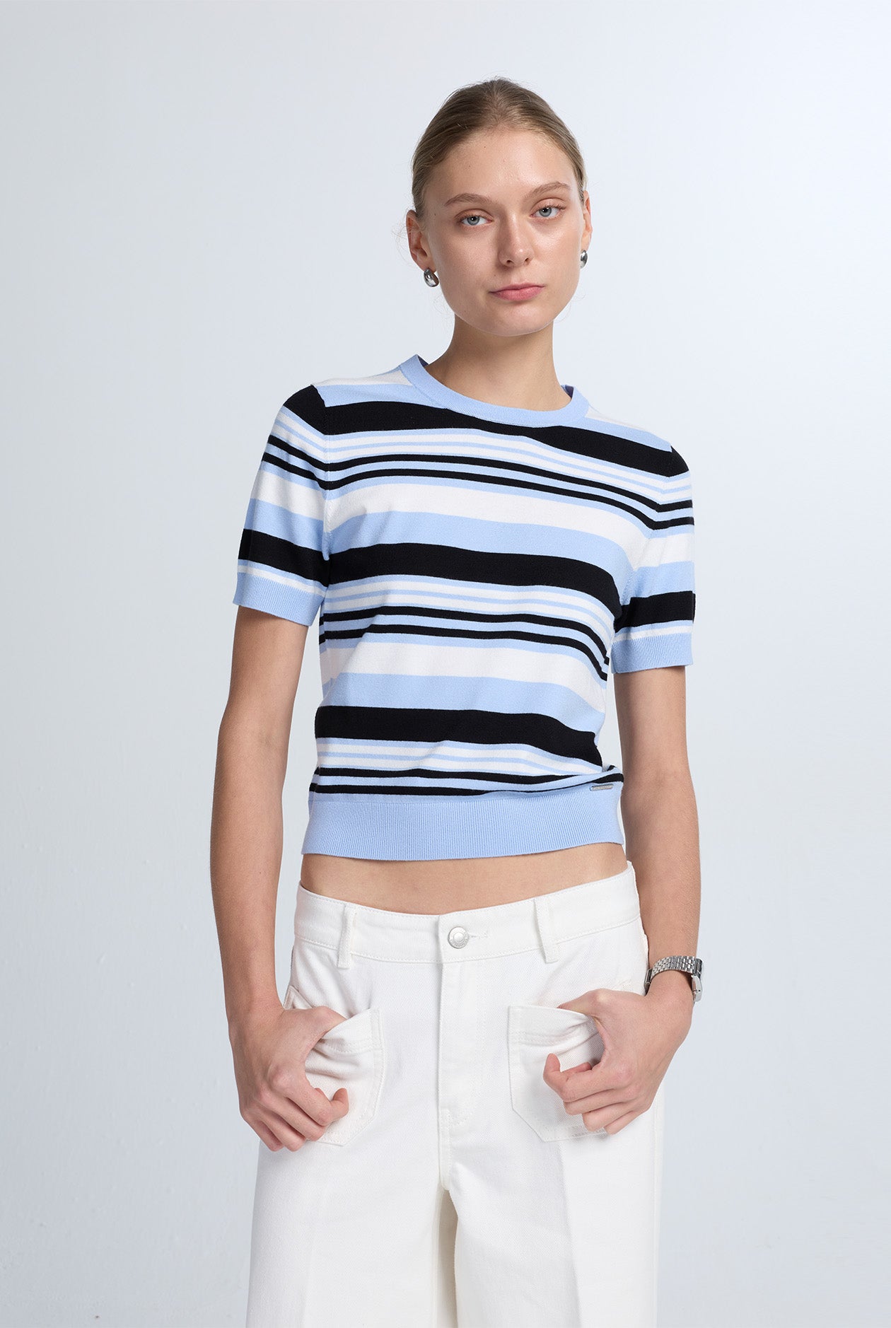 STRIPED KNIT T-SHIRT