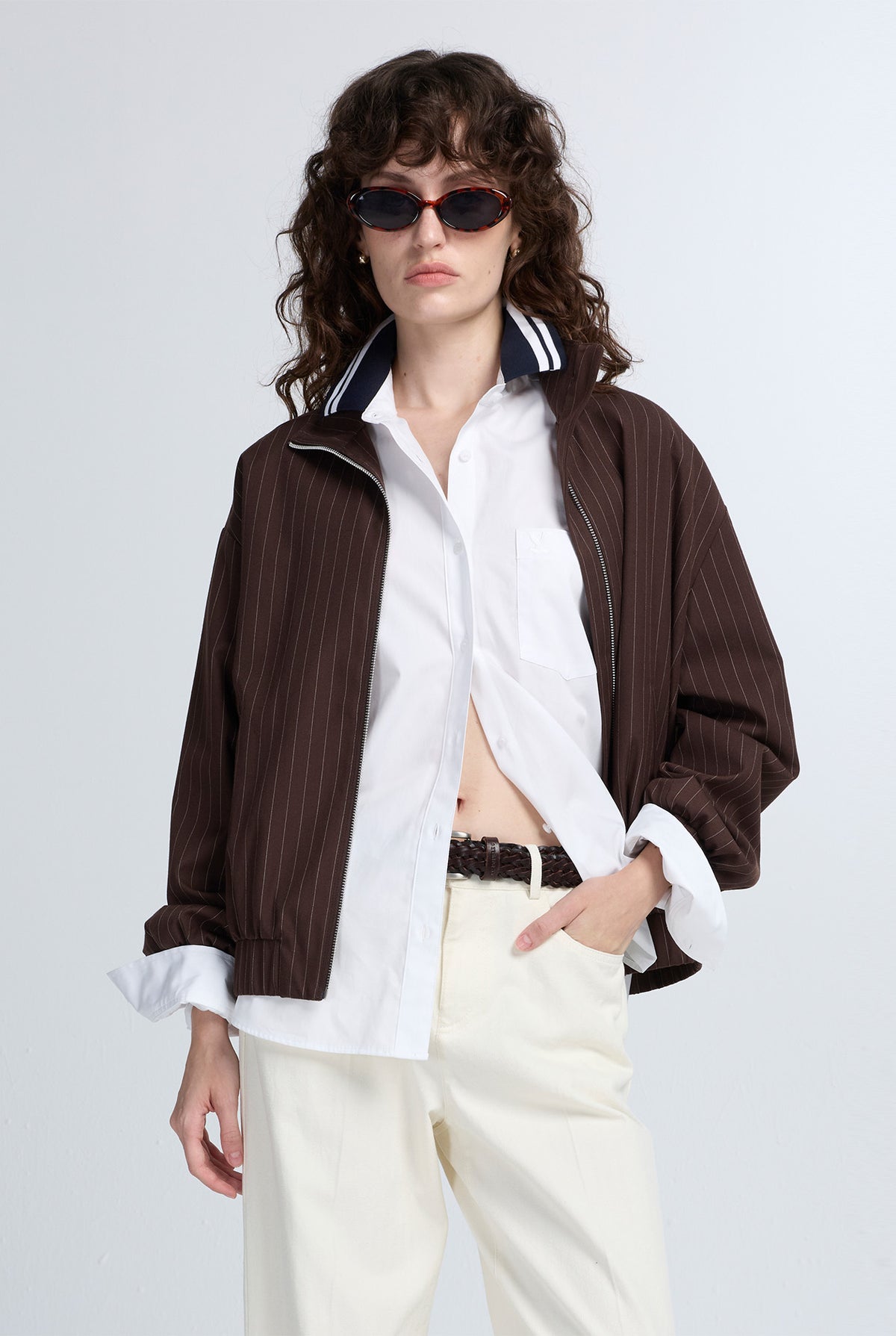 POPLIN SHIRT WITH CONTRAST RIBBED COLLAR