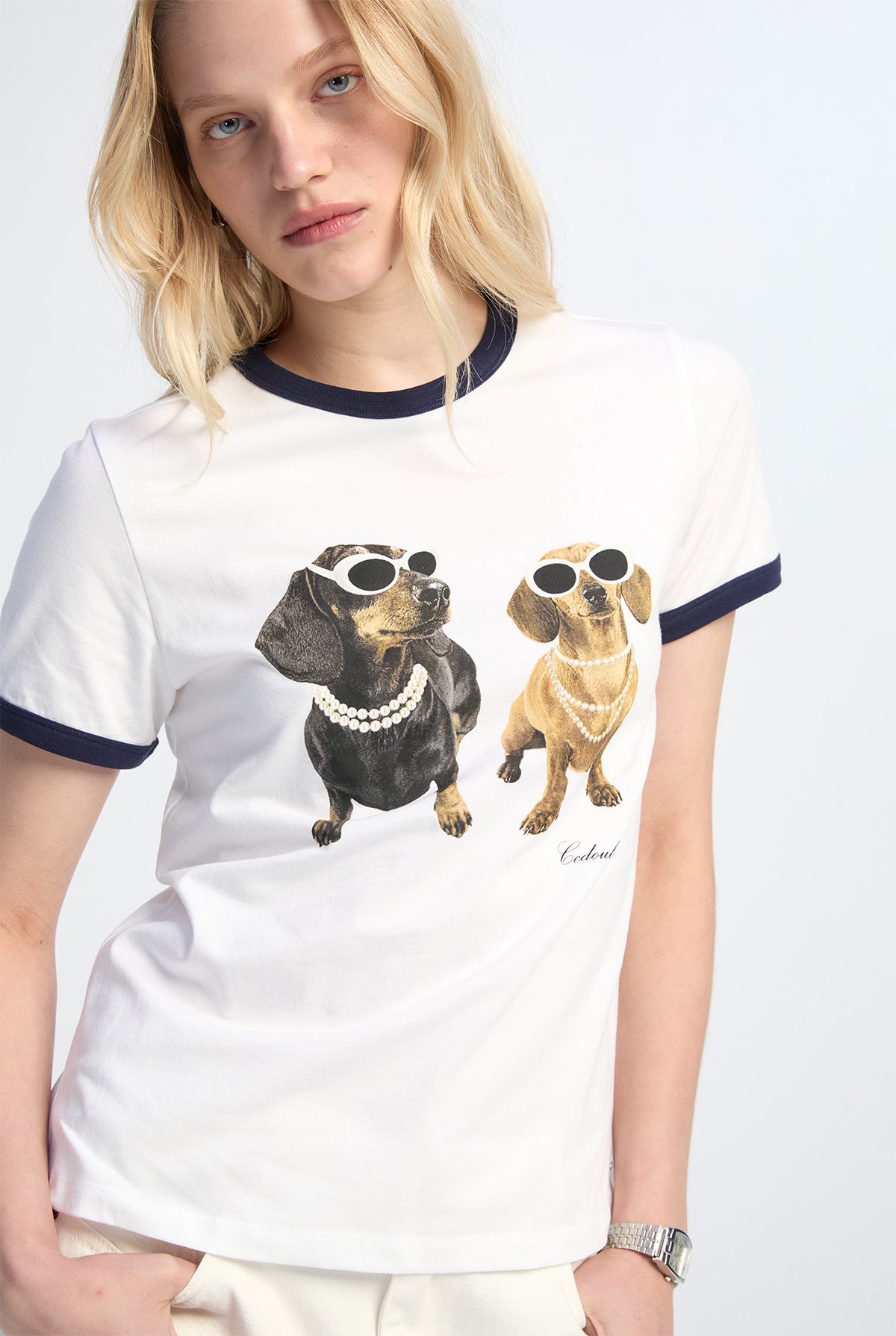 DACHSHUND GRAPHIC RINGER TEE