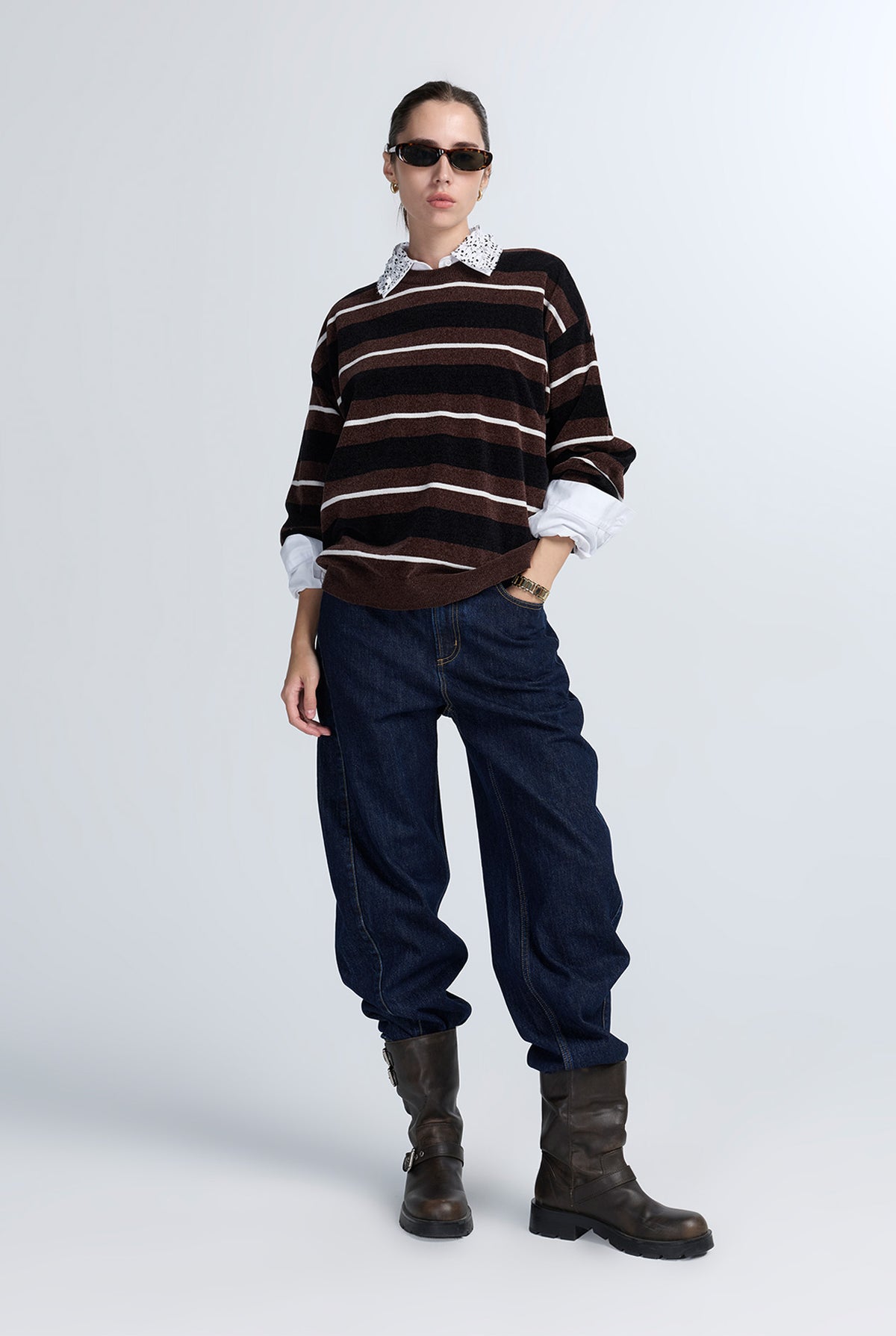 STRIPED FLAT KNIT SWEATER