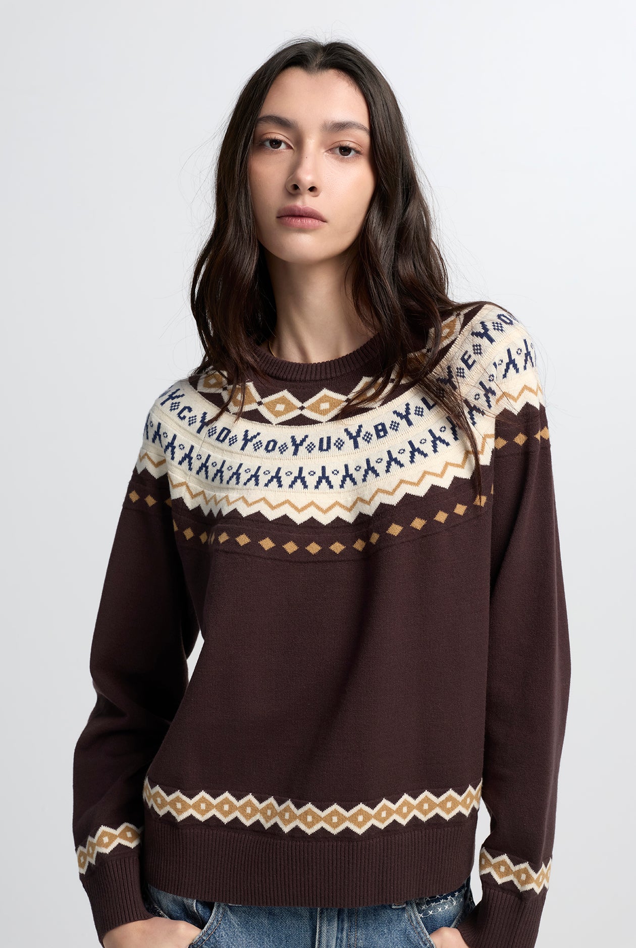 JACQUARD-KNIT PATTERN SWEATER