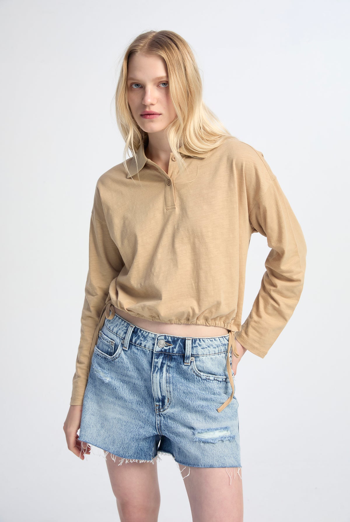 HEAVY COTTON SLUB CROPPED POLO