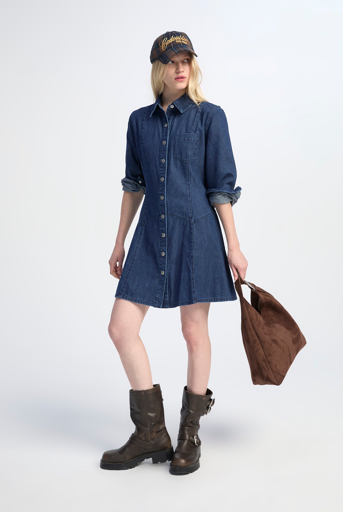 DENIM A-LINE SHIRTDRESS