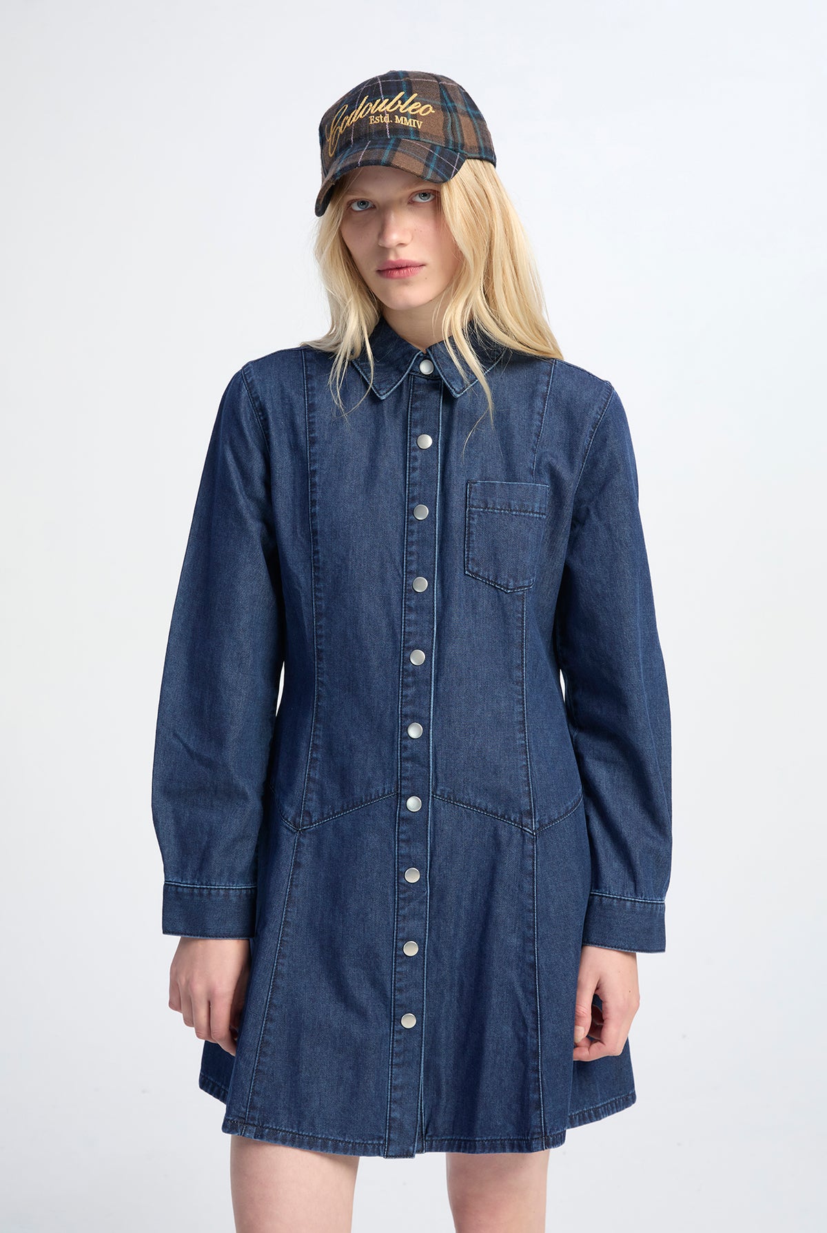 DENIM A-LINE SHIRTDRESS
