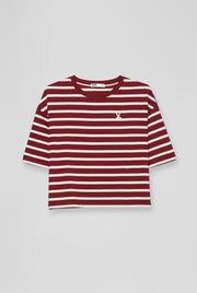 BIRD LOGO OVERSIZED STRIPED CROP TOP